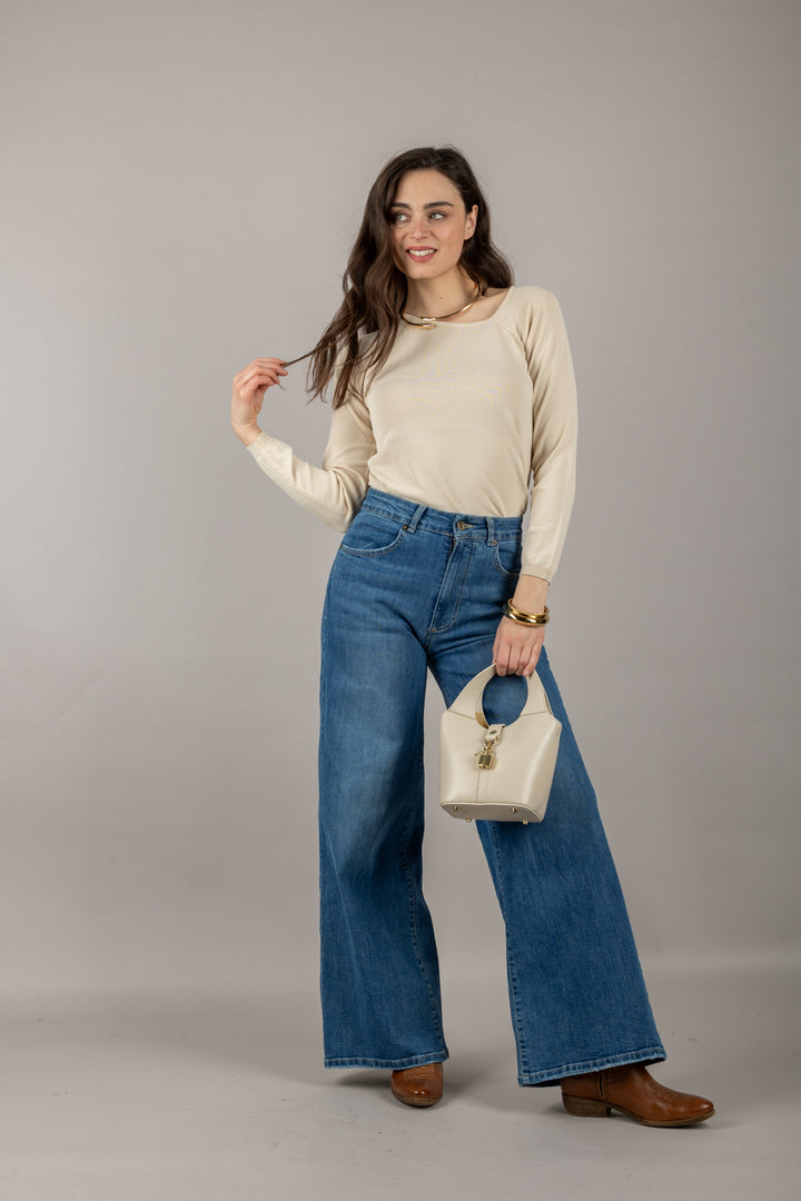 VICOLO - 22053D - MAGLIA SCOLLO ASIMMETRICO
