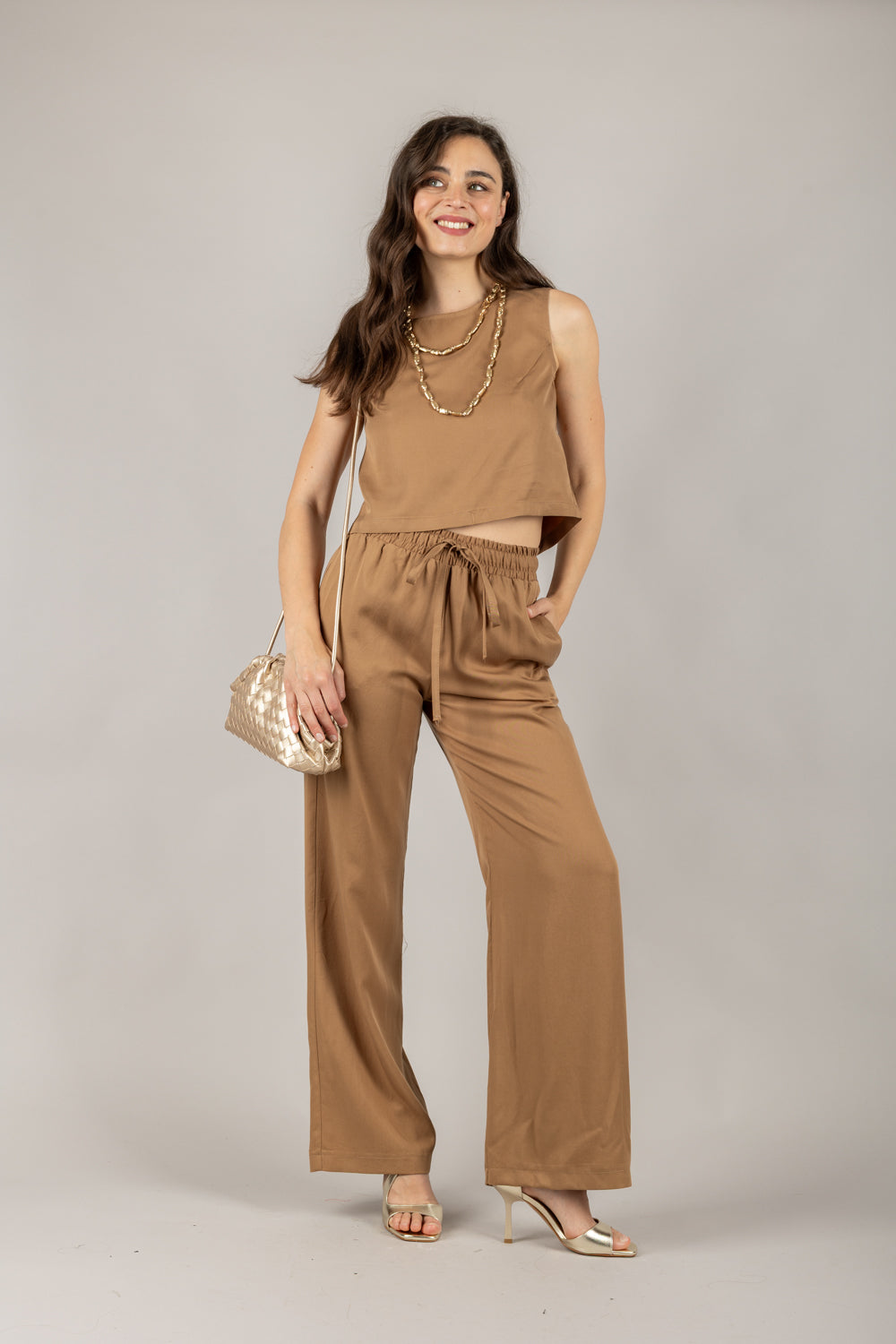 VICOLO - TD0560 - PANTALONE FLUIDO CON COULISSE
