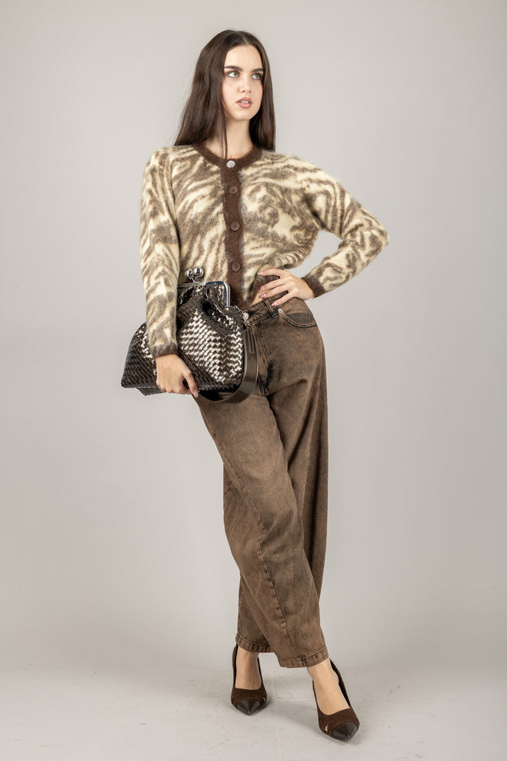 TENSIONE IN - ANAIS-CHOCO - JEANS BARREL SABBIATO