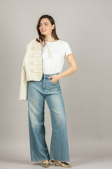 VICOLO - UAB0083 - T-SHIRT GIROCOLLO SLIM PANNA