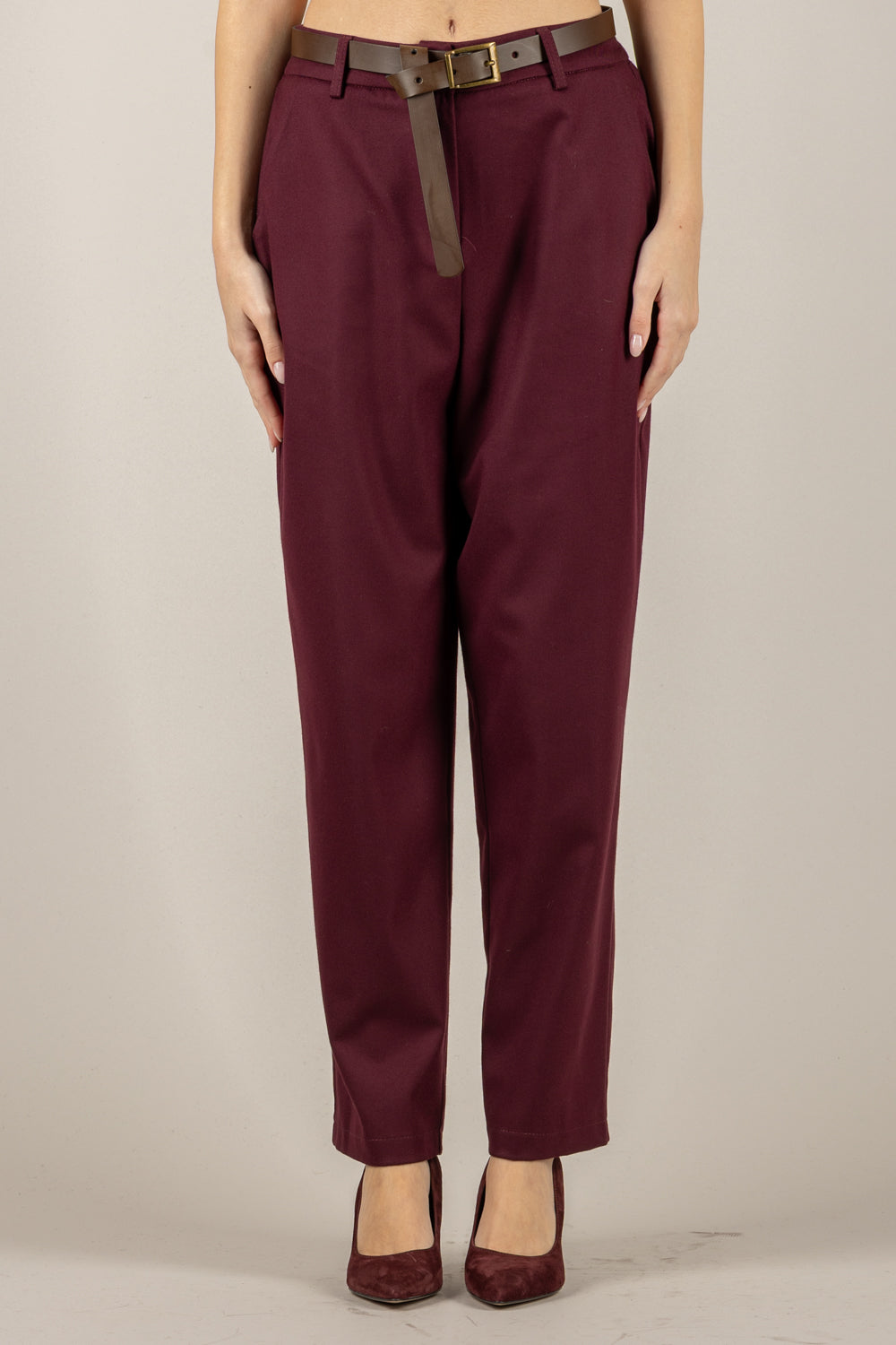 TENSIONE IN - 26P1412 - PANTALONE CARROT CON CINTURA