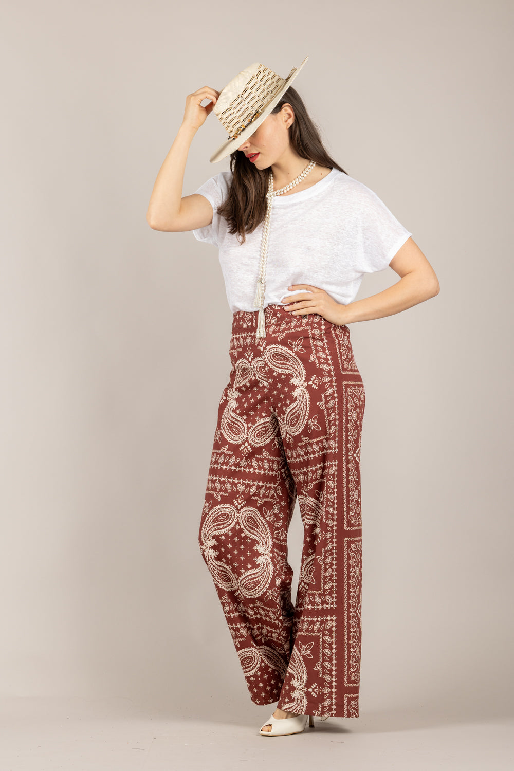 DIXIE - PDH91TE - PANTALONE STAMPA BANDANA BORDEAUX