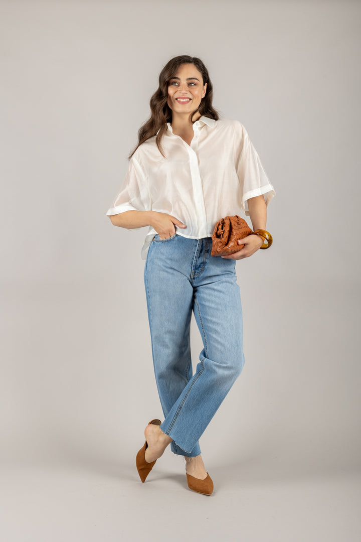 TENSIONE IN - 25C7634 - CAMICIA CROP MEZZA MANICA