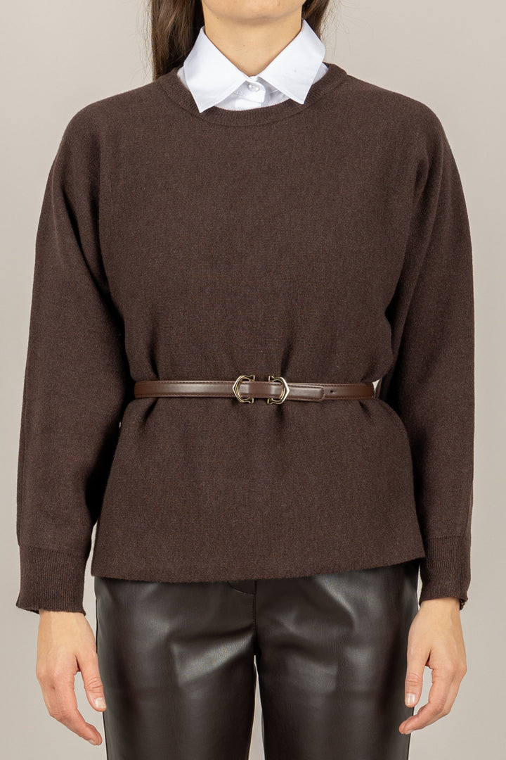 VICOLO - 22207F - MAGLIA MANICA PALLONCINO CON CINTURA