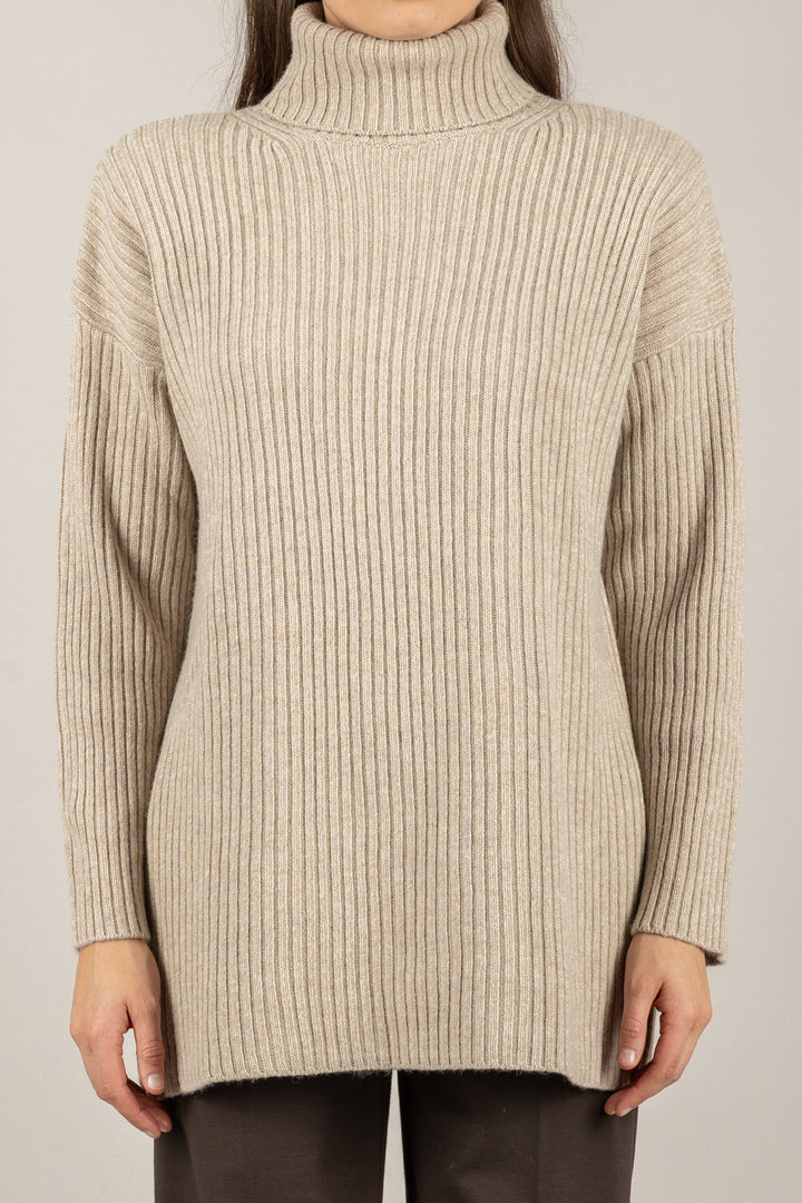 VICOLO - 77317F - MAGLIA COLLO ALTO CON SPALLINE A COSTE