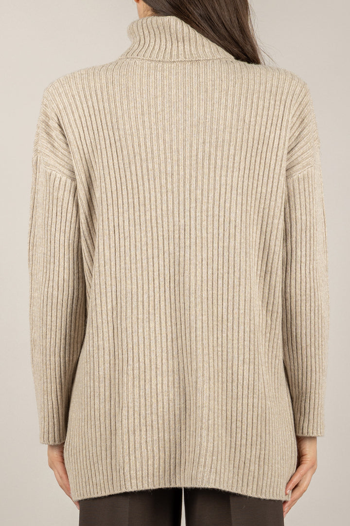 VICOLO - 77317F - MAGLIA COLLO ALTO CON SPALLINE A COSTE