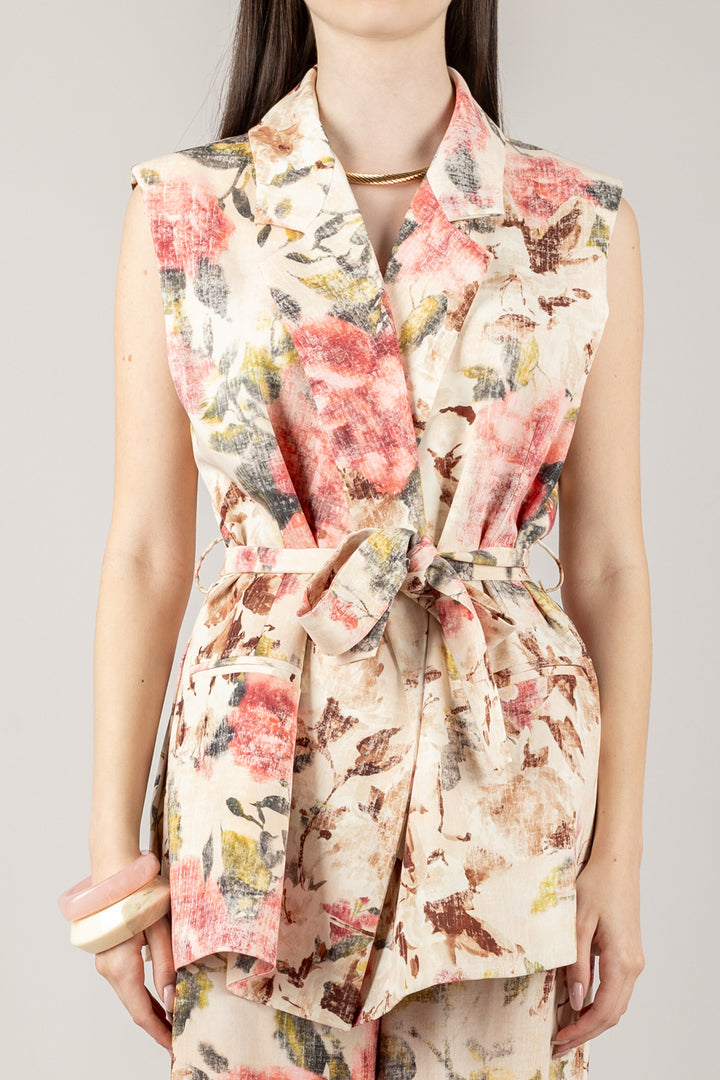 VICOLO - TD2250 - GILET FLOREALE CON CINTA
