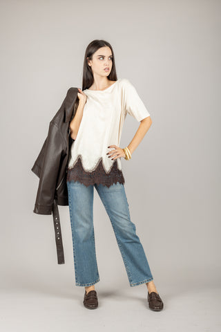 TENSIONE IN - 37706 - T-SHIRT DETTAGLIO IN PIZZO