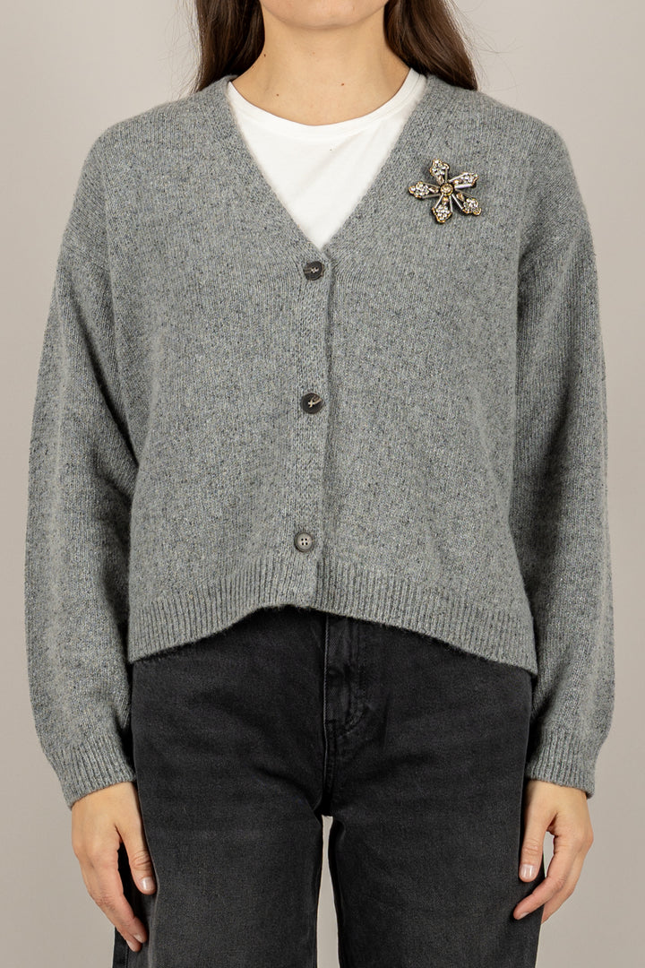 TENSIONE IN - D82046 - CARDIGAN CON APPLICAZIONI