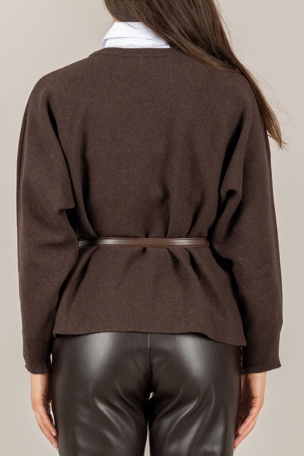 VICOLO - 22207F - MAGLIA MANICA PALLONCINO CON CINTURA