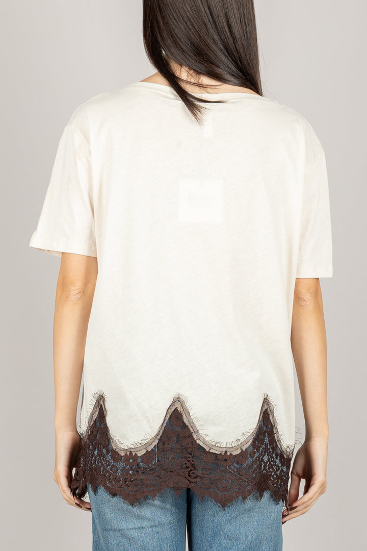 TENSIONE IN - 37706 - T-SHIRT DETTAGLIO IN PIZZO