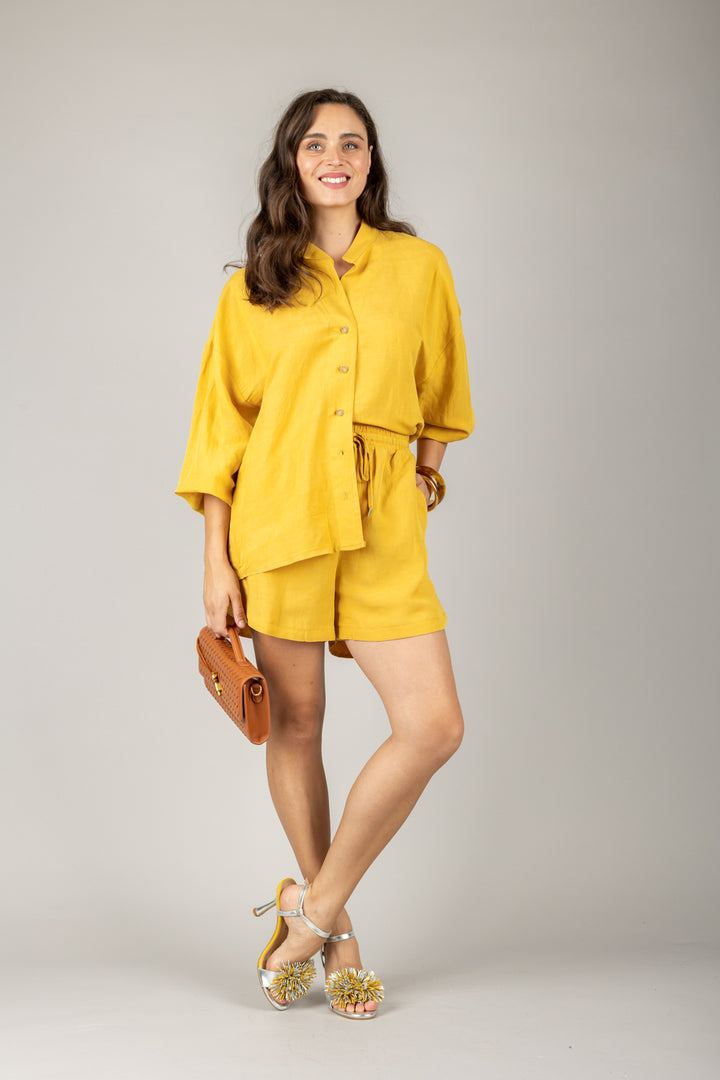 TENSIONE IN - 25C7864 - COMPLETO CAMICIA E SHORTS MISTO LINO