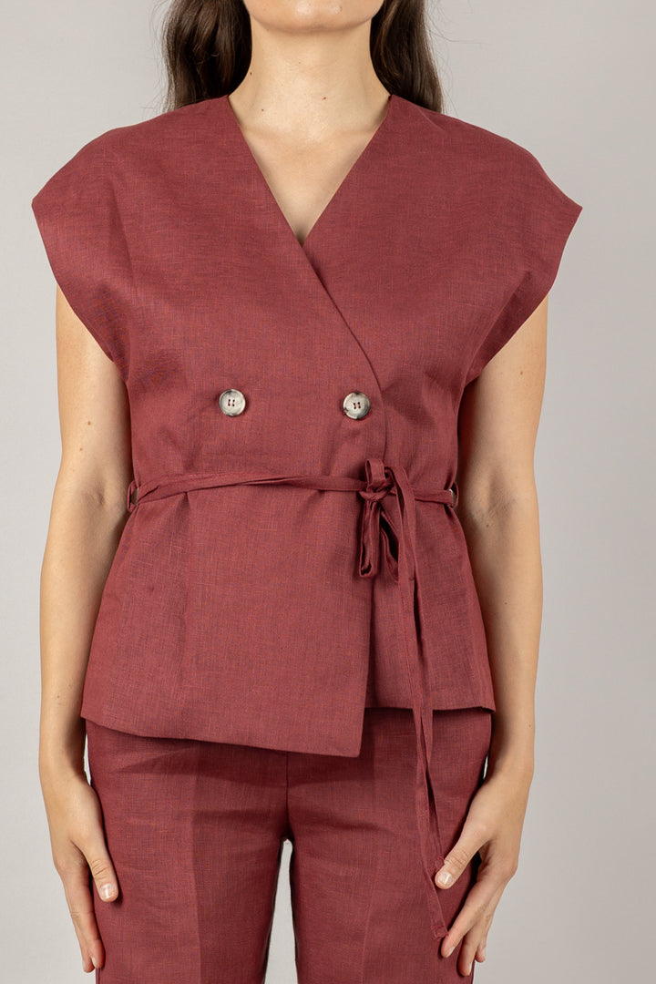 VICOLO - TD1753 - GILET DOPPIO SMANICATO CON LACCIO