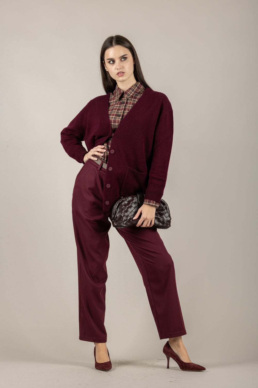 TENSIONE IN - 26P1412 - PANTALONE CARROT CON CINTURA