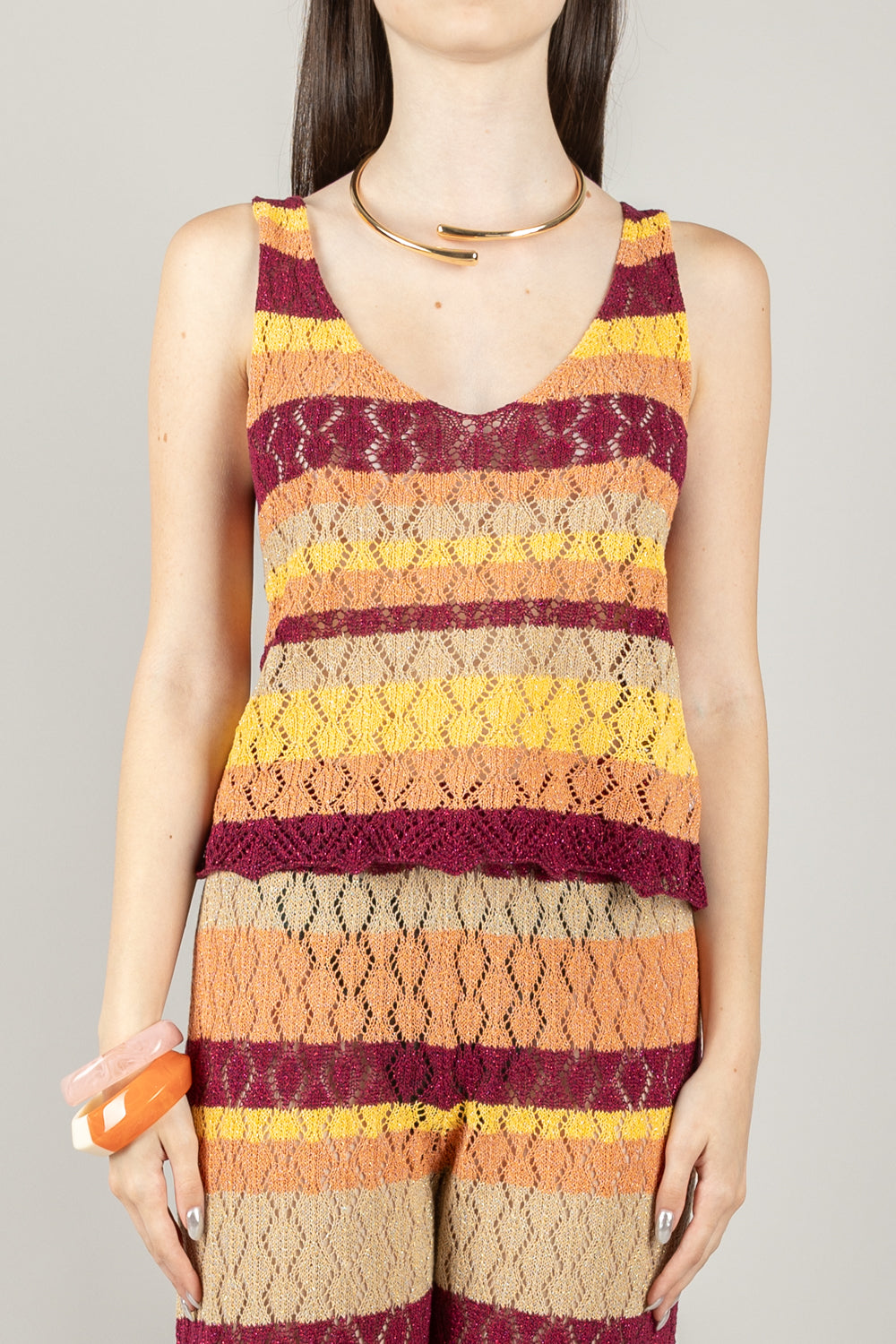 DIXIE - R566W041 - TOP CROCHET RIGATO LUREX