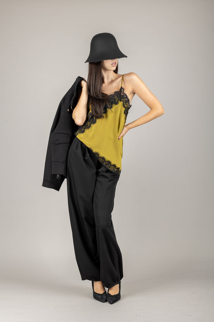 VICOLO - TF0461 - CANOTTA PIZZO ASIMMETRICA
