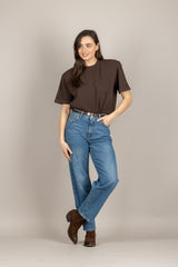 VICOLO - 2AB2015 - MAGLIA MANICA CORTA CON SPALLINE MORO