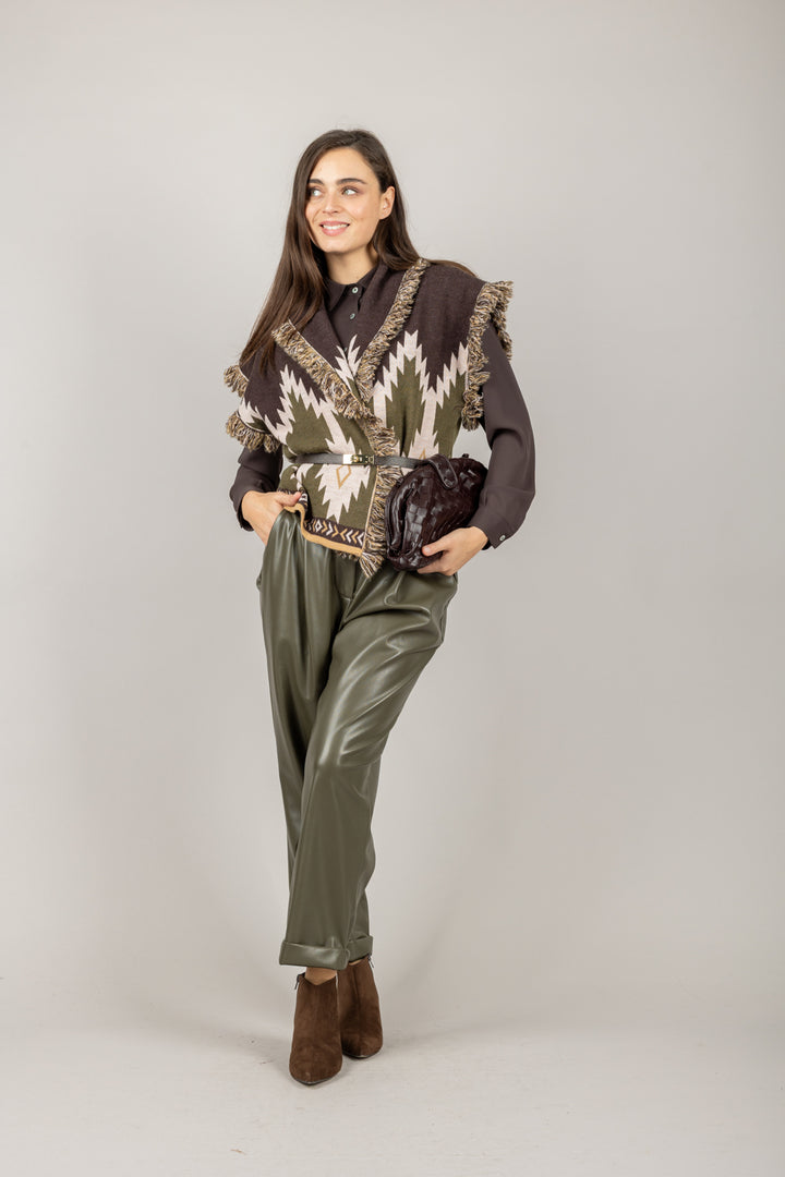 KONTATTO - 3M1083NI - GILET ETNICO CON FRANGE