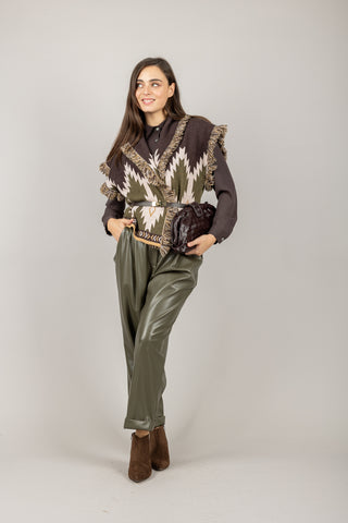 KONTATTO - 3M1083NI - GILET ETNICO CON FRANGE