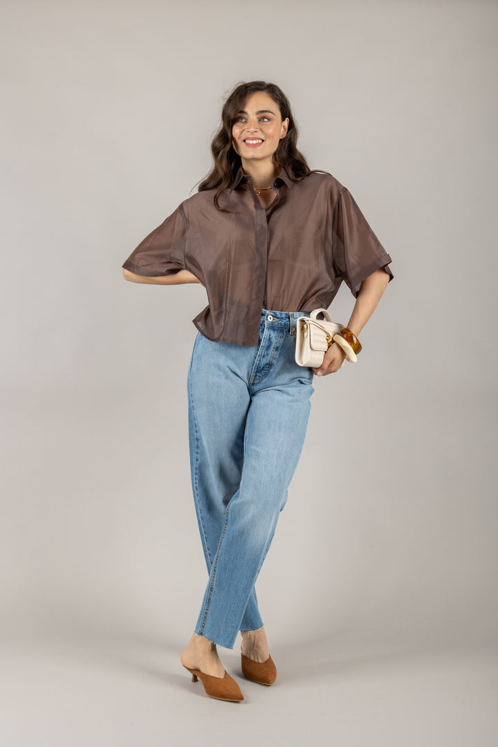 TENSIONE IN - 25C7634 - CAMICIA CROP MEZZA MANICA