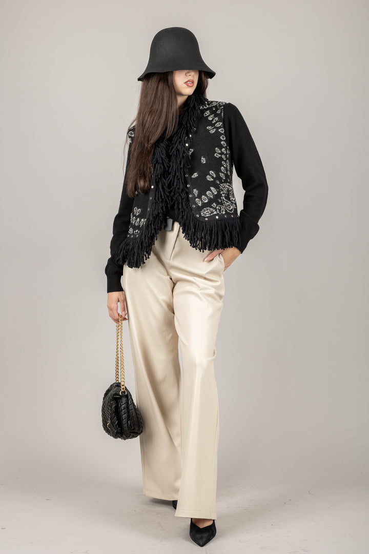 TENSIONE IN - 26P1054 - PANTALONE ECOPELLE CON CINTA