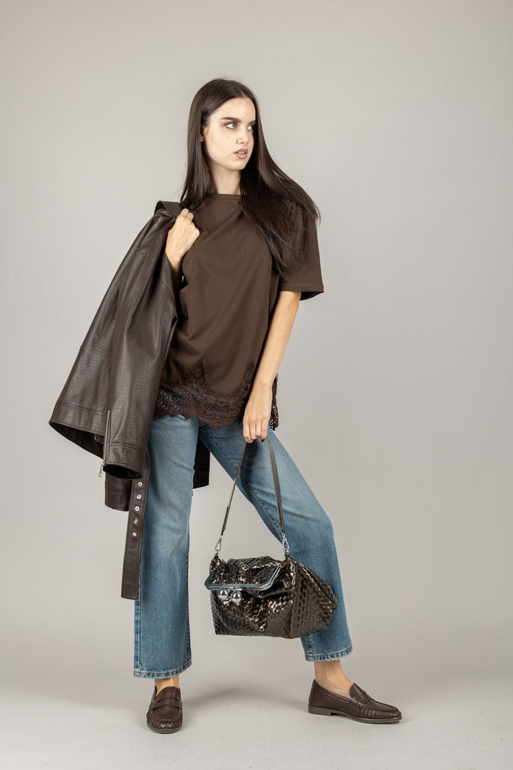 TENSIONE IN - 37706 - T-SHIRT DETTAGLIO IN PIZZO