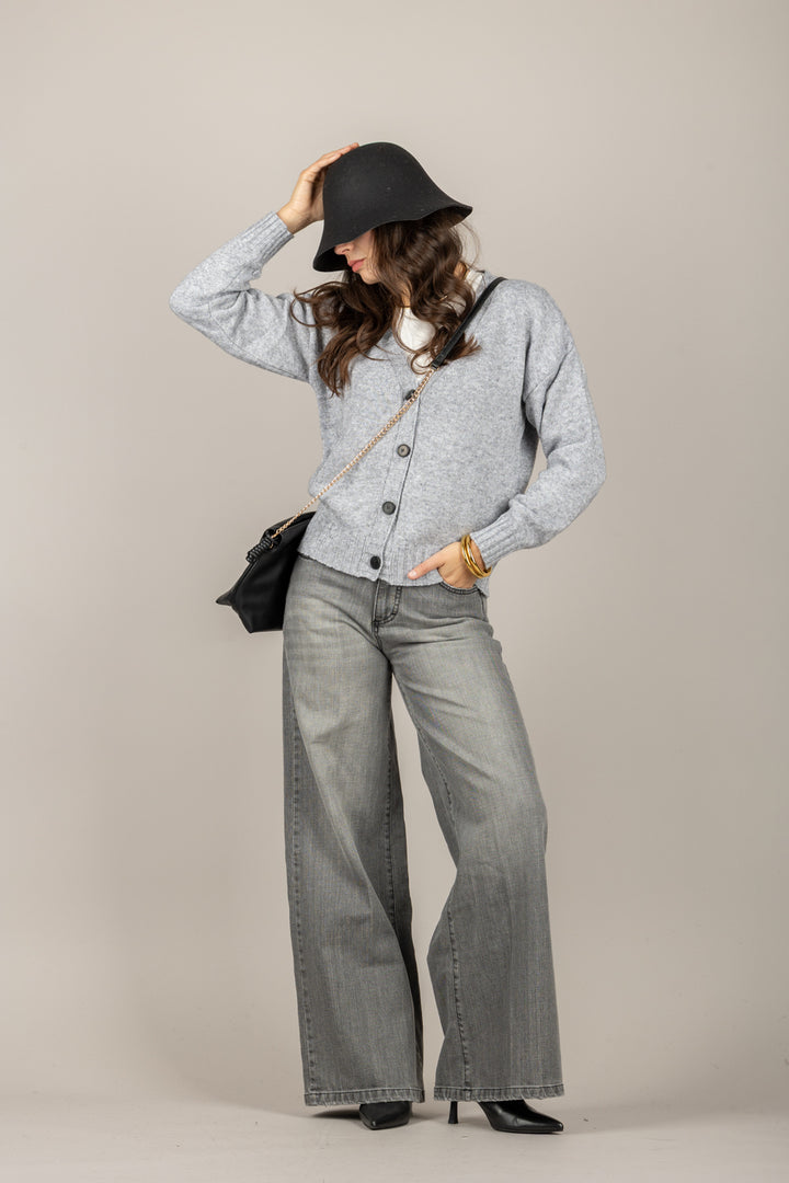 VICOLO - 77104F - CARDIGAN SCOLLO A V A COSTINE