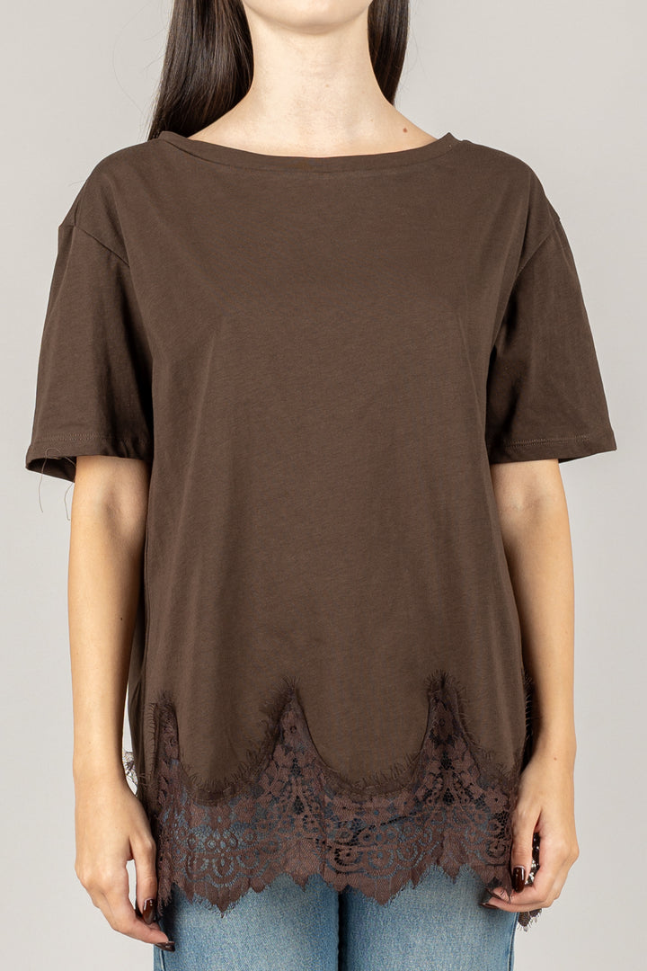 TENSIONE IN - 37706 - T-SHIRT DETTAGLIO IN PIZZO