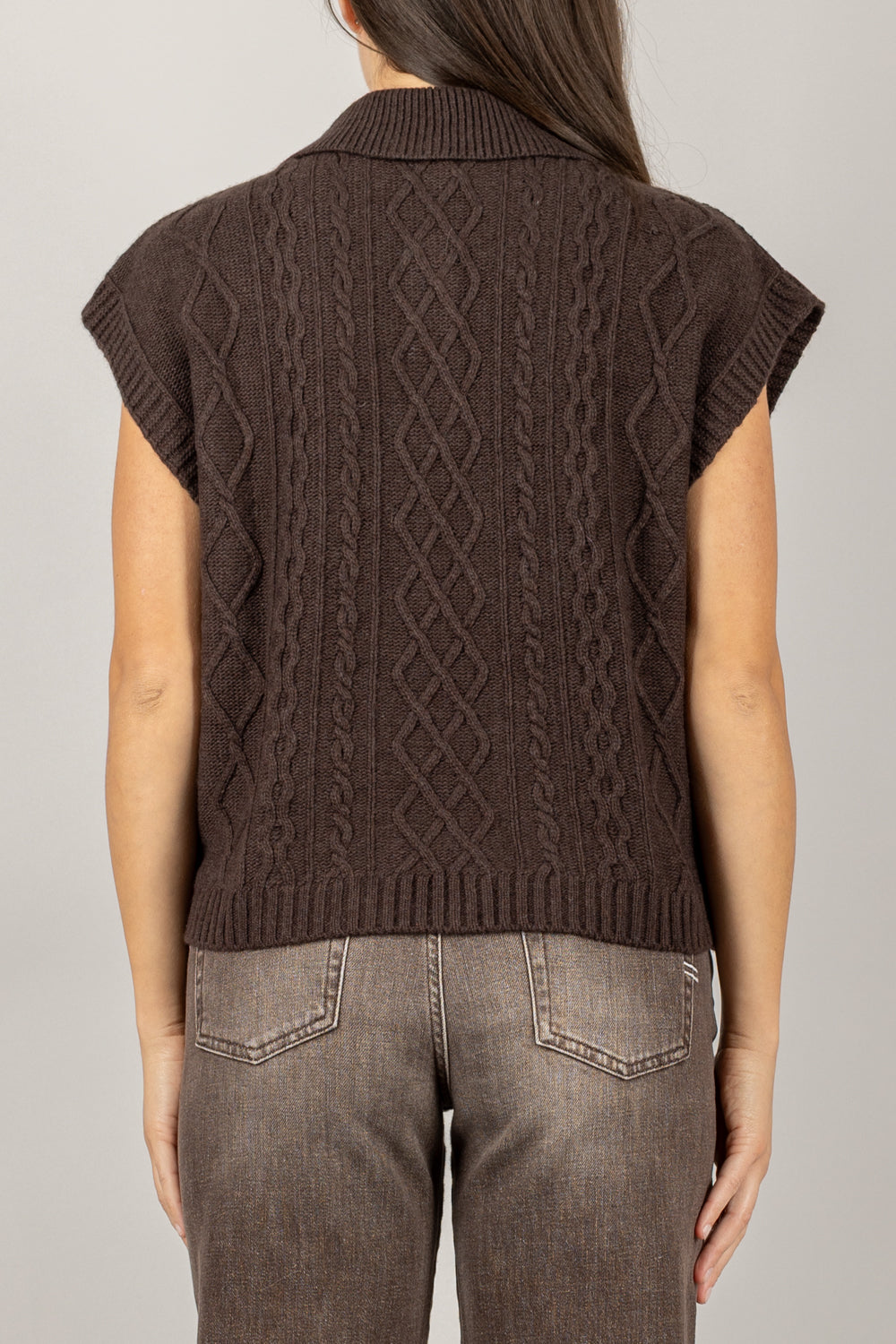 TENSIONE IN - D80967 - GILET CON COLLETTO E RICAMI