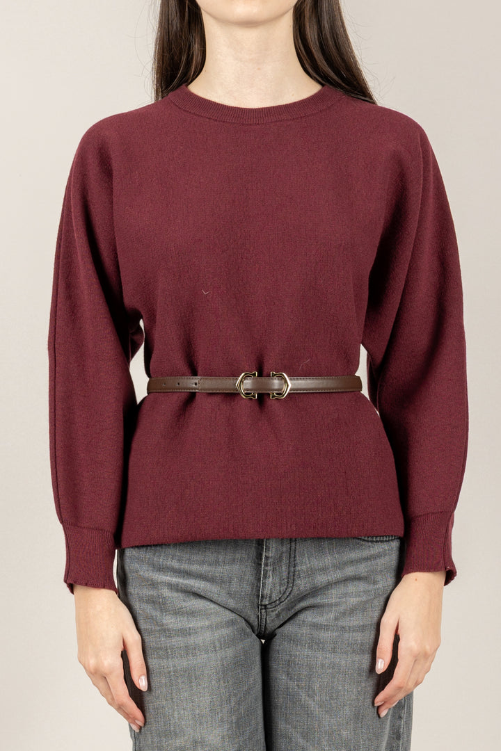 VICOLO - 22207F - MAGLIA MANICA PALLONCINO CON CINTURA