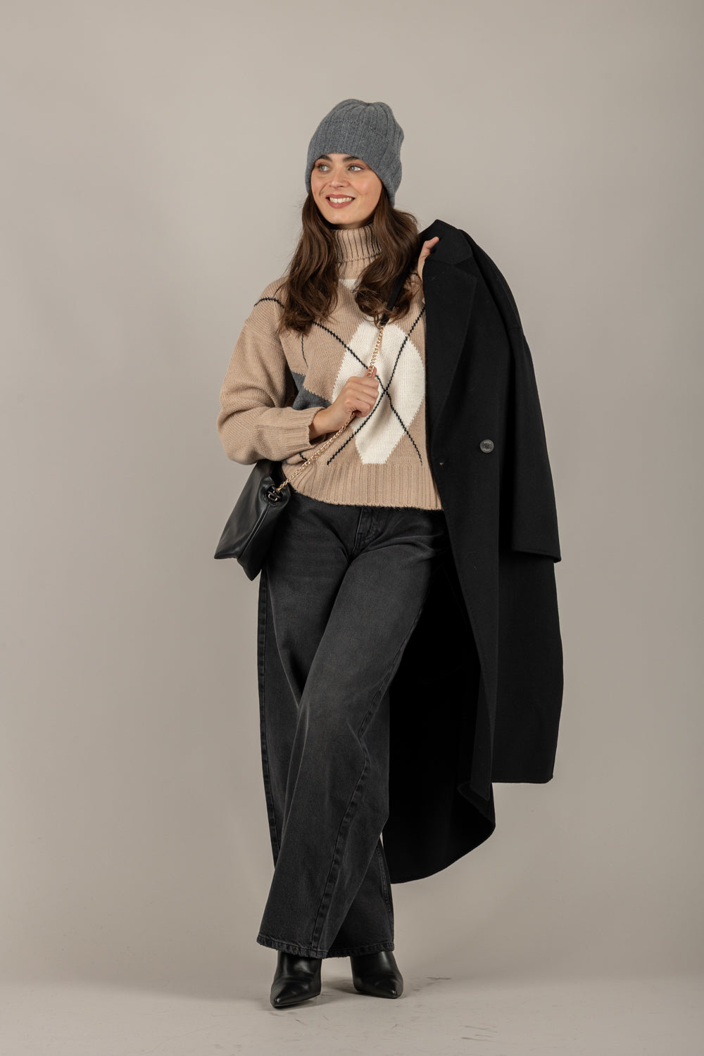 HAVEONE - MFP-M335 - MAGLIA COLLO ALTO CON ROMBI