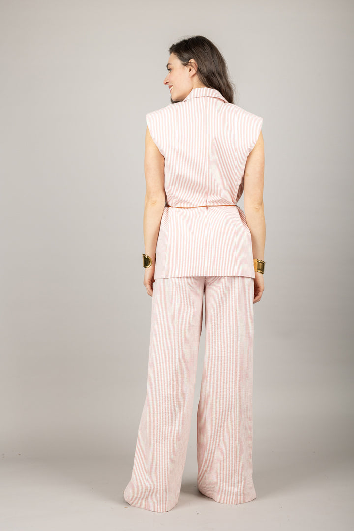 TENSIONE IN - S25P632 - PANTALONE A RIGHE CON COULISSE