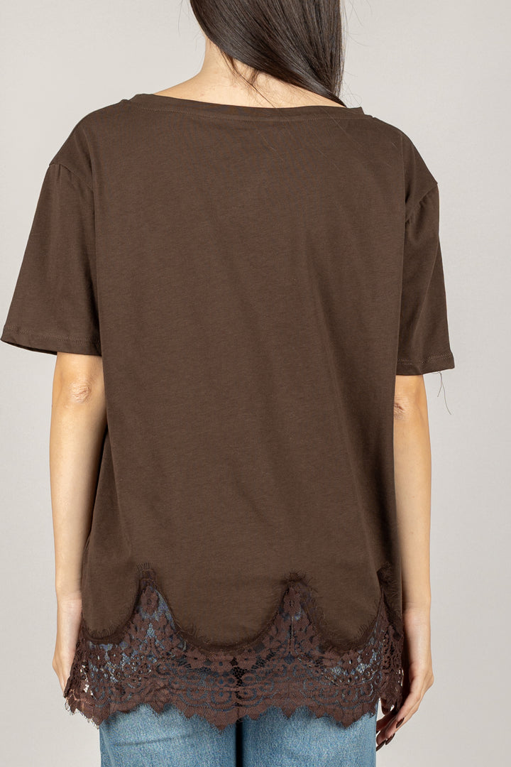 TENSIONE IN - 37706 - T-SHIRT DETTAGLIO IN PIZZO