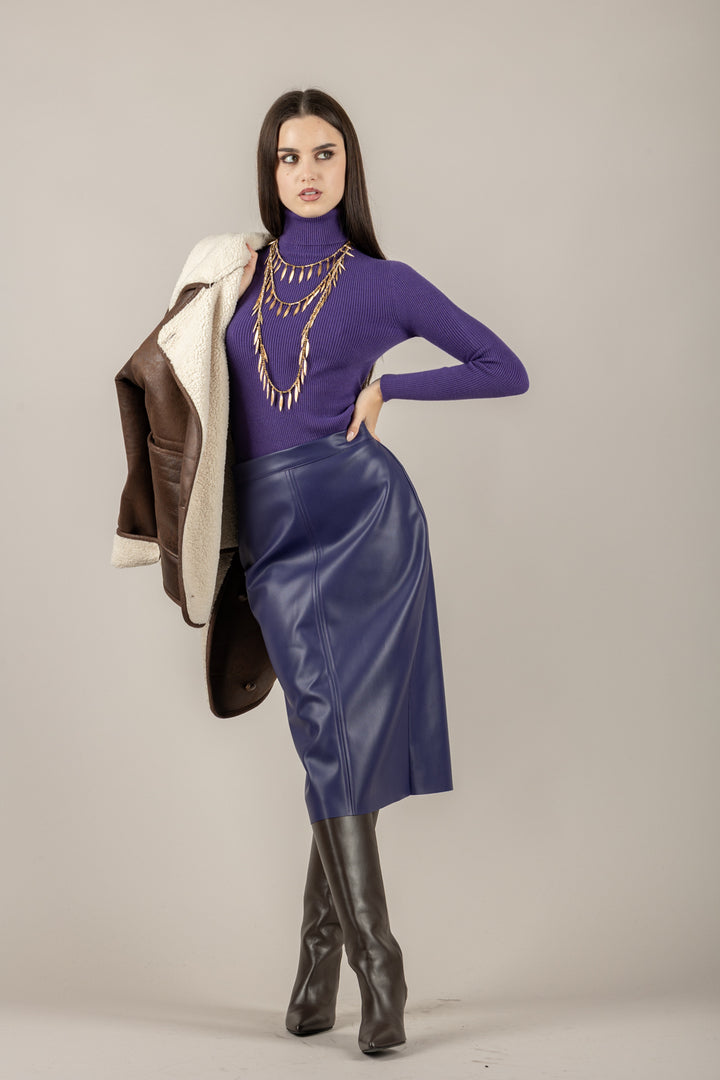 VICOLO - 77314F - MAGLIA A COSTINE COLLO ALTO