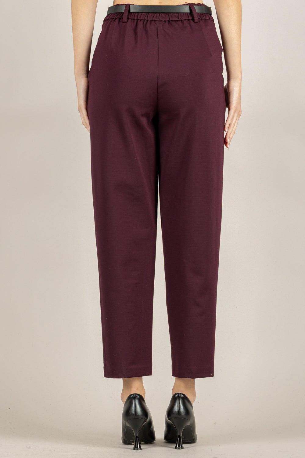 TENSIONE IN - 26P1202 - PANTALONE CARROT IN PUNTO MILANO CON CINTA