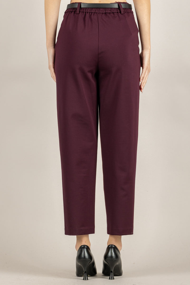 TENSIONE IN - 26P1202 - PANTALONE CARROT IN PUNTO MILANO CON CINTA