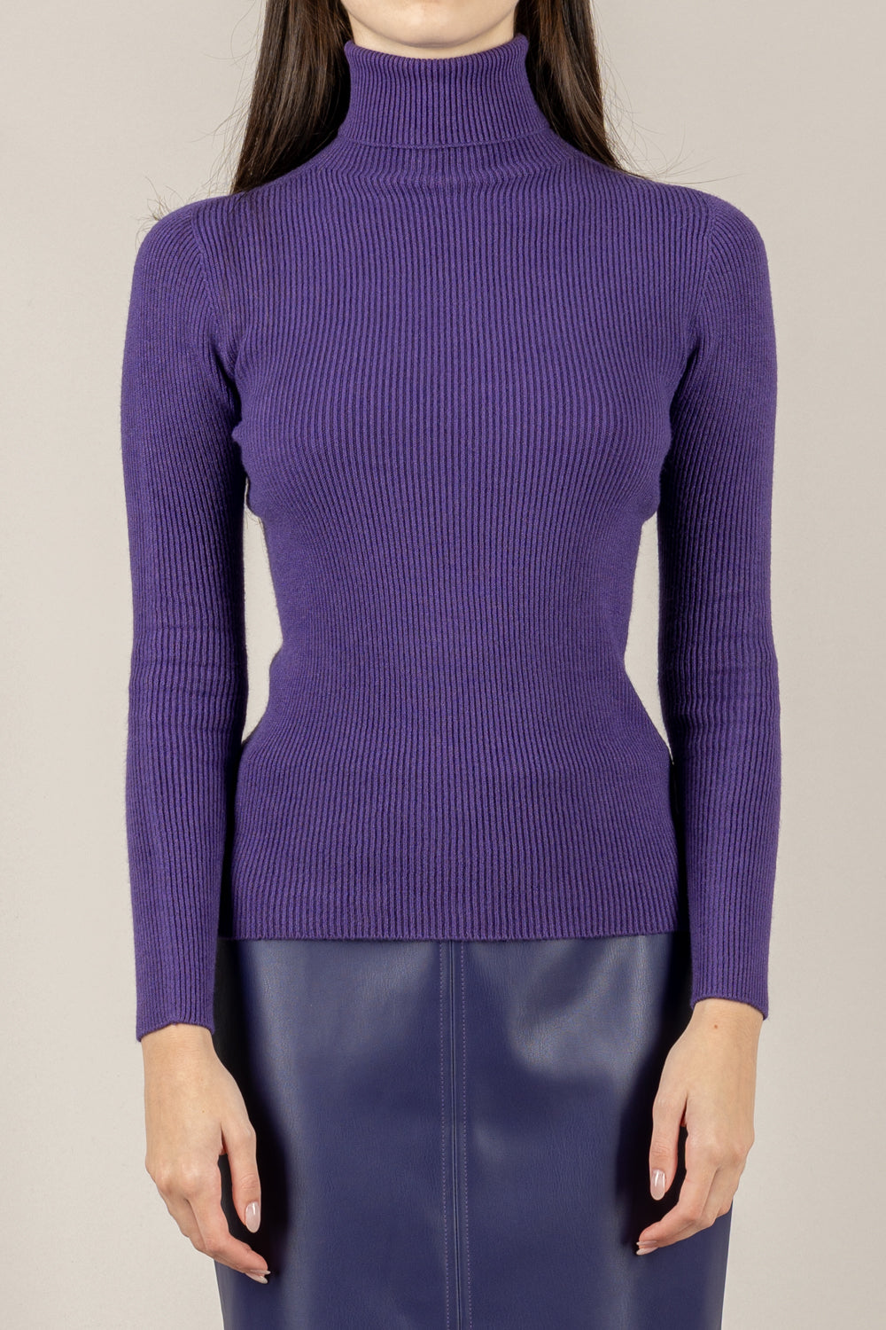 VICOLO - 77314F - MAGLIA A COSTINE COLLO ALTO