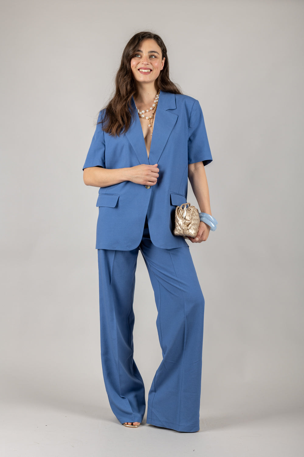VICOLO - TD1877 - PANTALONE PALAZZO CON TASCA FILO
