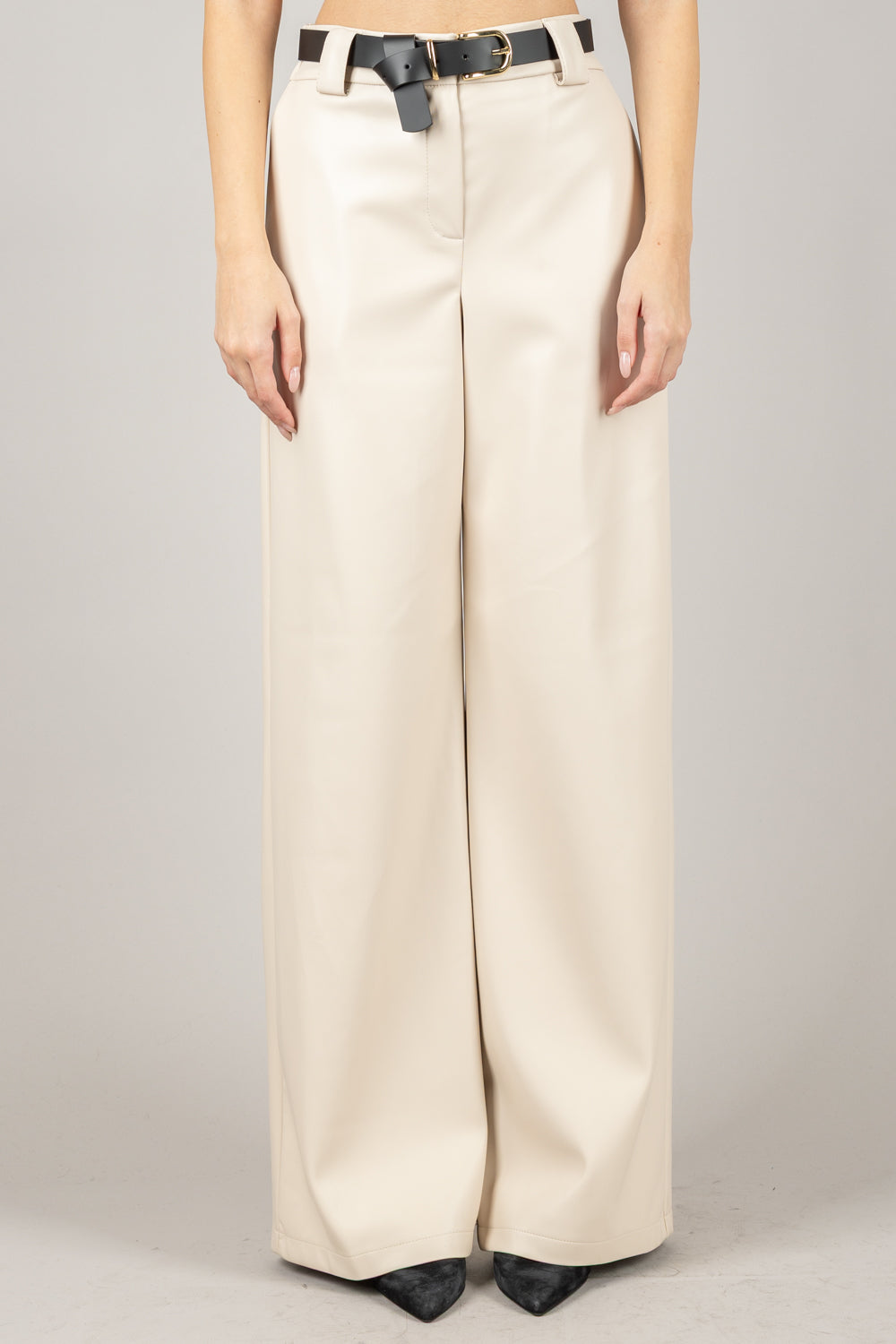 TENSIONE IN - 26P1054 - PANTALONE ECOPELLE CON CINTA