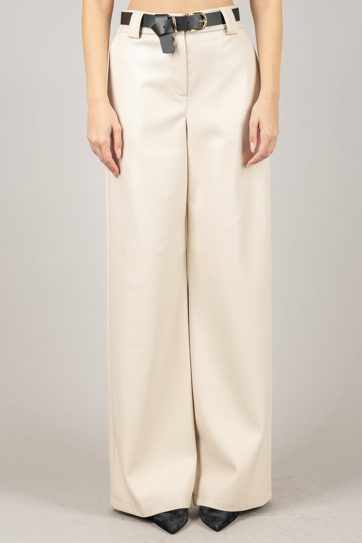 TENSIONE IN - 26P1054 - PANTALONE ECOPELLE CON CINTA