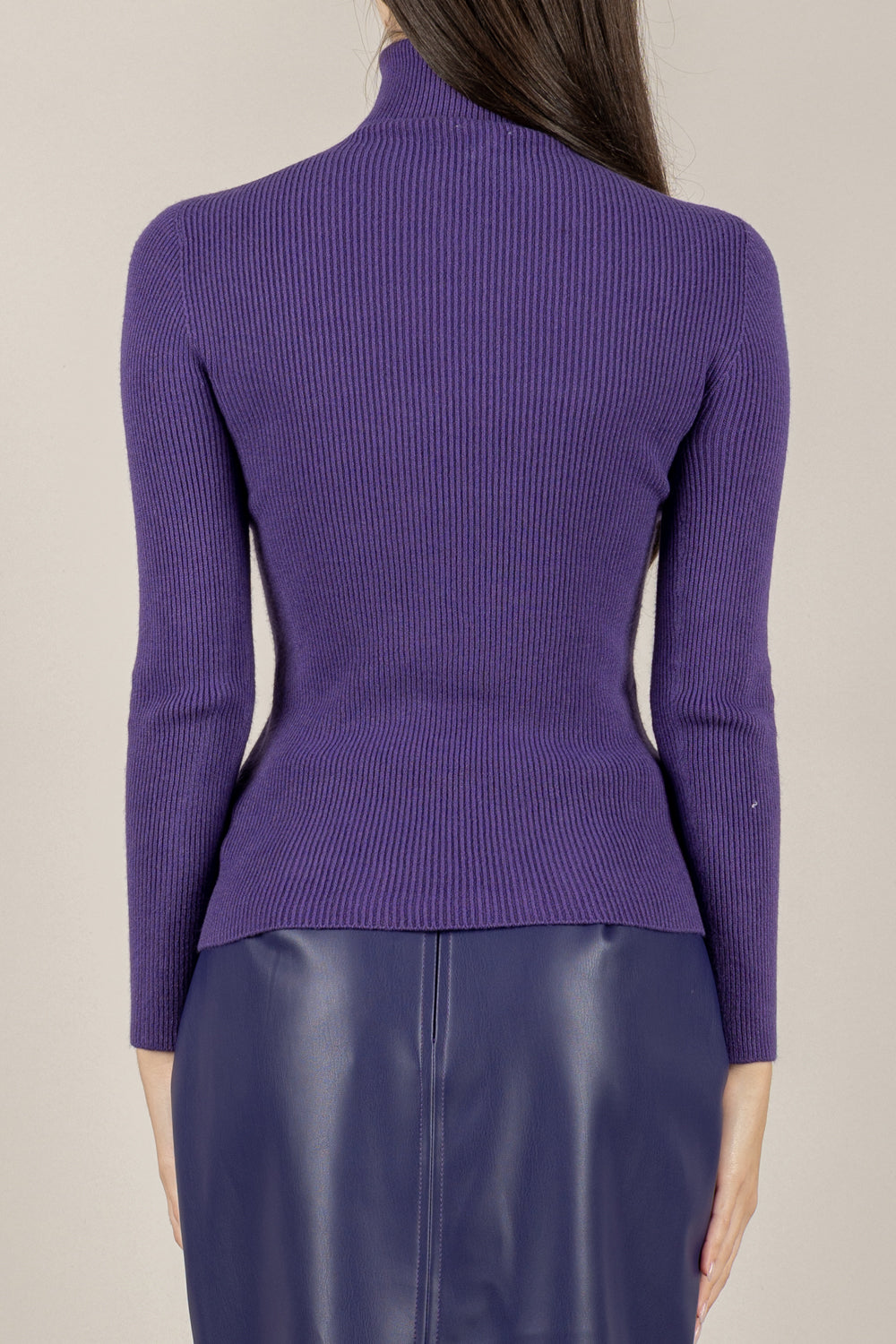 VICOLO - 77314F - MAGLIA A COSTINE COLLO ALTO