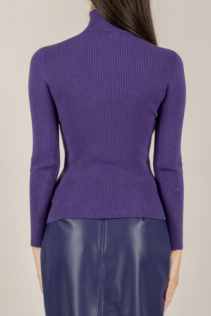 VICOLO - 77314F - MAGLIA A COSTINE COLLO ALTO