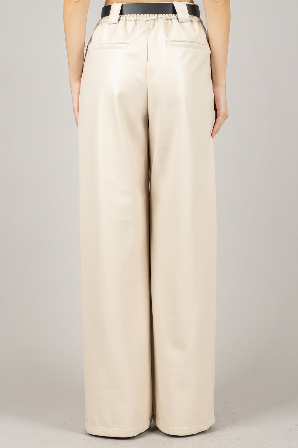 TENSIONE IN - 26P1054 - PANTALONE ECOPELLE CON CINTA