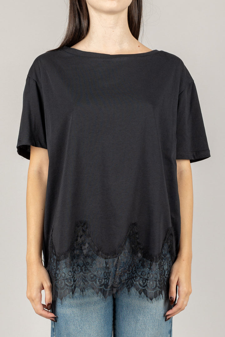 TENSIONE IN - 37706 - T-SHIRT DETTAGLIO IN PIZZO