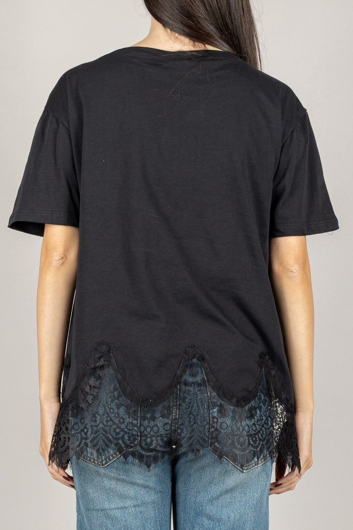 TENSIONE IN - 37706 - T-SHIRT DETTAGLIO IN PIZZO