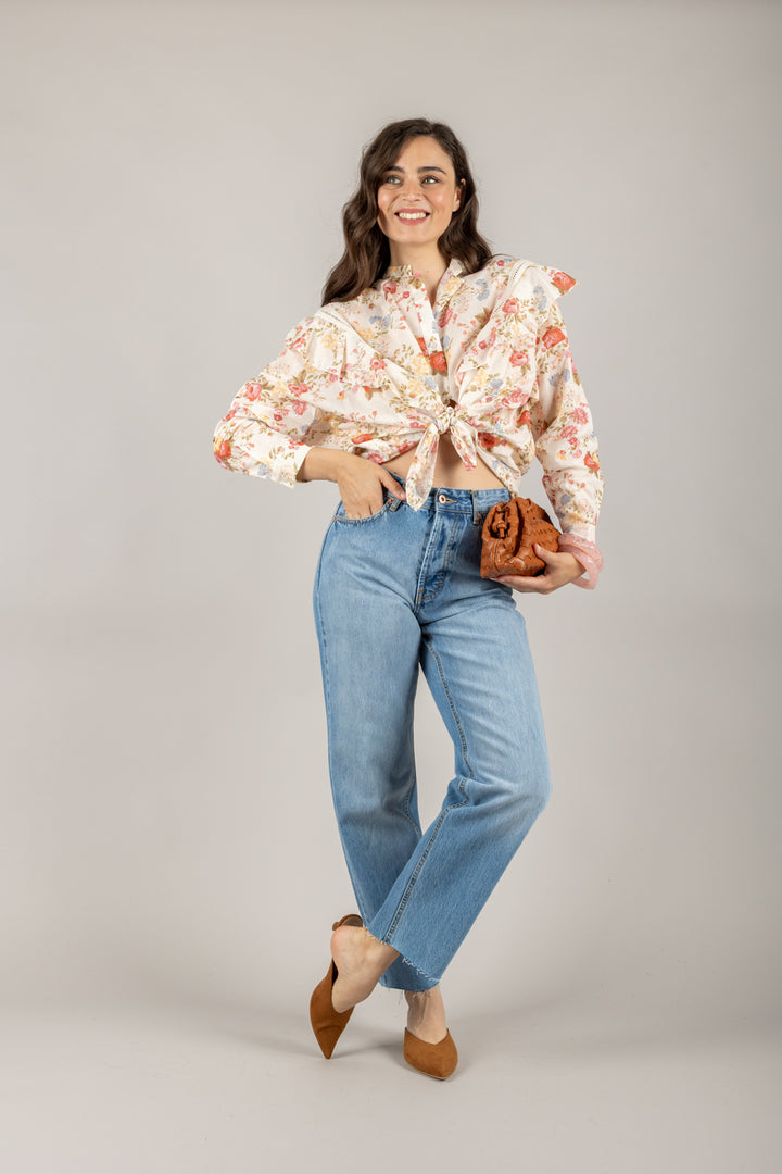 TENSIONE IN - S25CB39 - CAMICIA SCOLLO COREANA FLOREALE