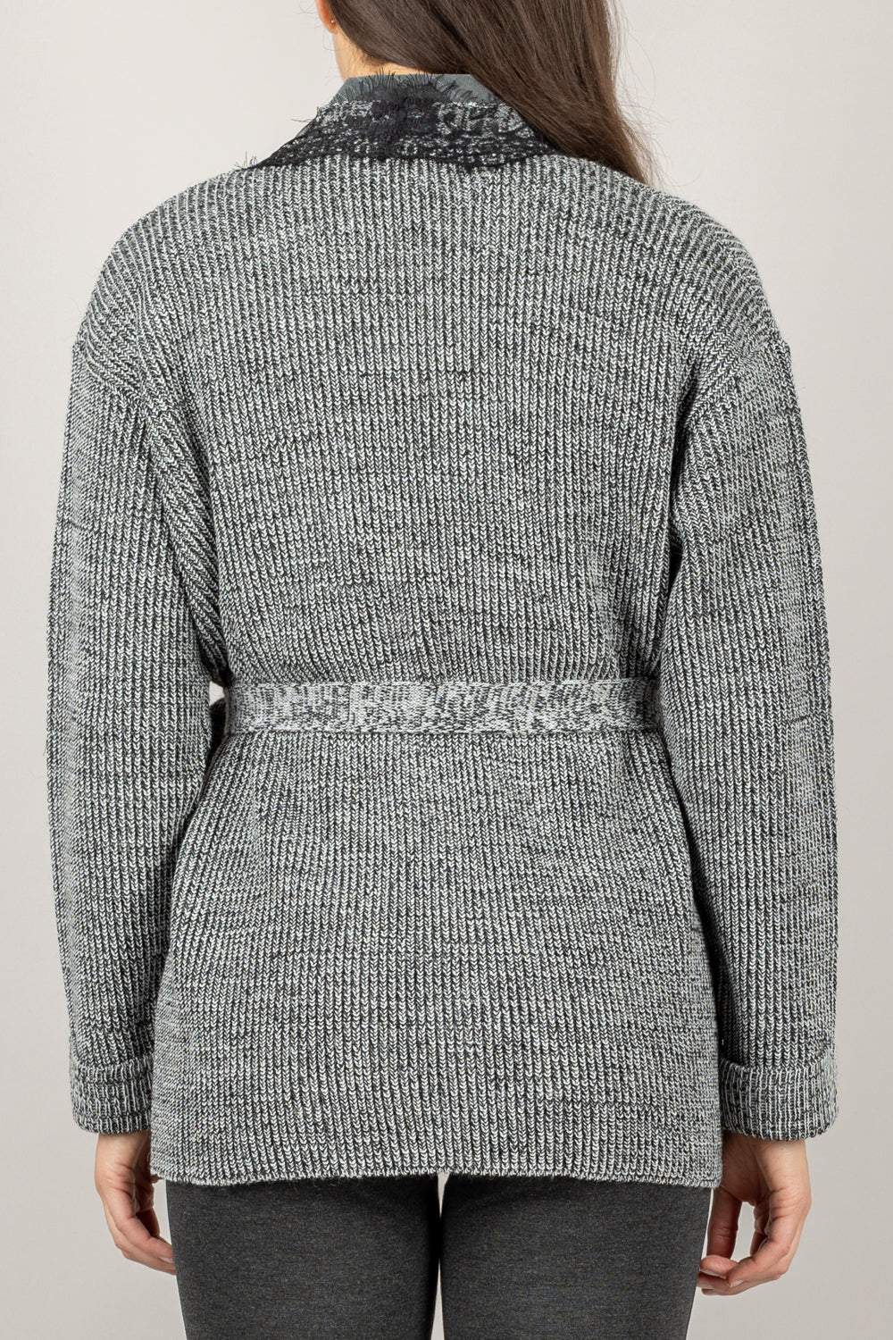 VICOLO - 77302F - CARDIGAN DETTAGLIO IN PIZZO CON CINTA