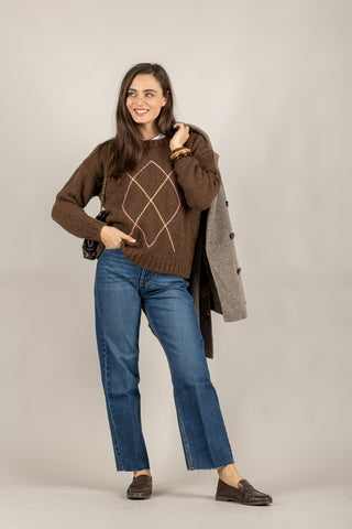 TENSIONE IN - W5HMJ95A460 - MAGLIA MANTRA RICAMO ROMBO