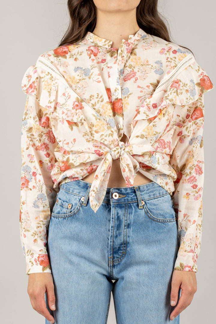 TENSIONE IN - S25CB39 - CAMICIA SCOLLO COREANA FLOREALE