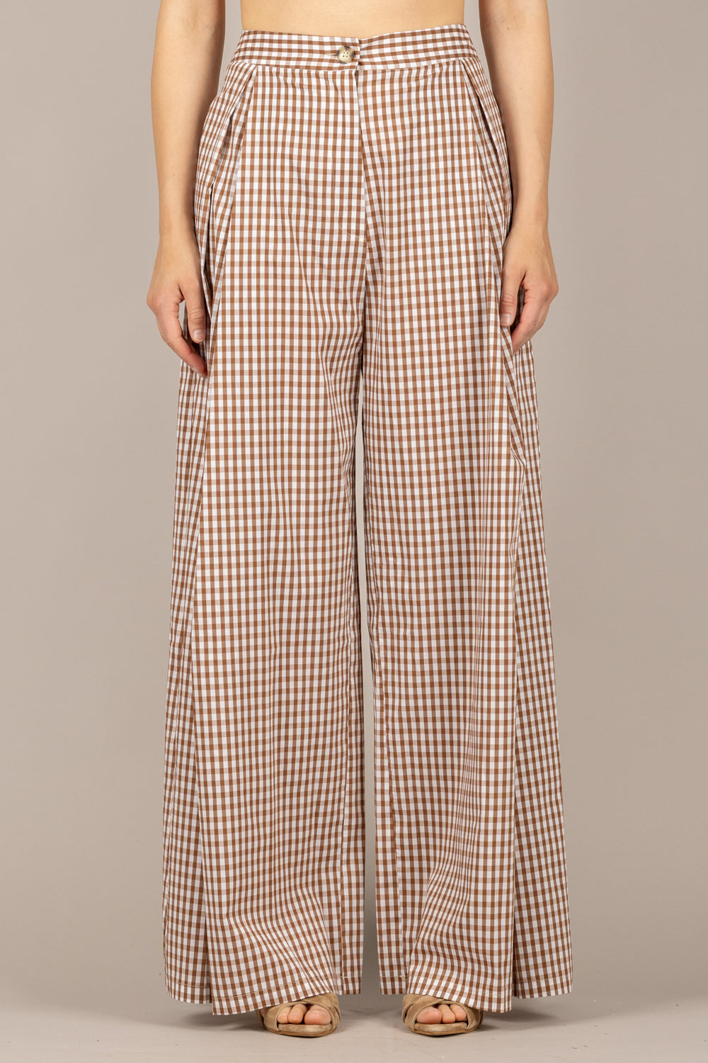 IMPERIAL - P9I2LVH - PANTALONE PALAZZO VICHY CACAO